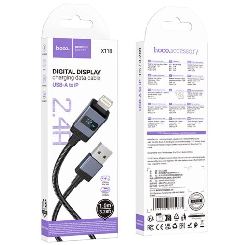 Hoco "X118 Generous charging data cable with display iP" Hoco "X118 Generous charging data cable with display iP"