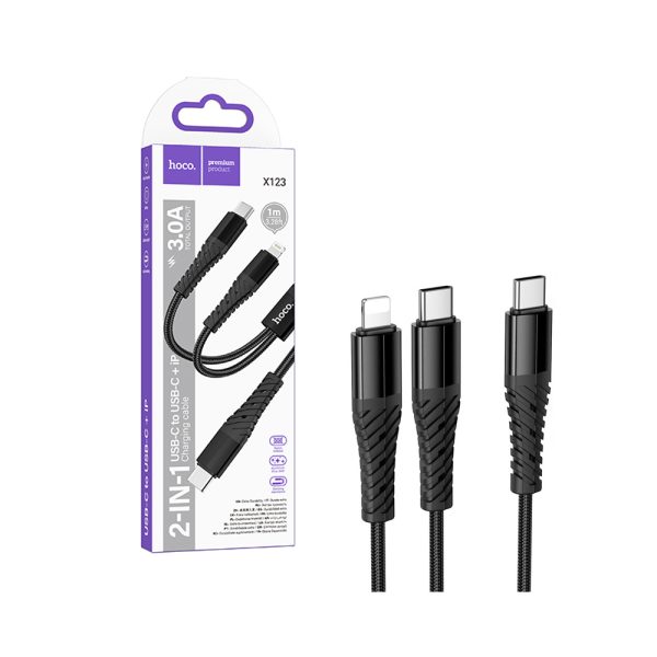Hoco "X123 Victory 2-in-1 charging cable(C to iP+C)" Hoco "X123 Victory 2-in-1 charging cable(C to iP+C)"