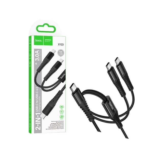 Hoco "X123 Victory 2-in-1 charging cable(C to C+C)" Hoco "X123 Victory 2-in-1 charging cable(C to C+C)"