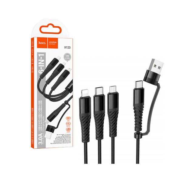 Hoco "X123 Victory 3-in-1 charging cable(USB/C to iP+C+Micro)"