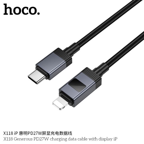 Hoco "X118 Generous PD27W charging data cable with display iP"