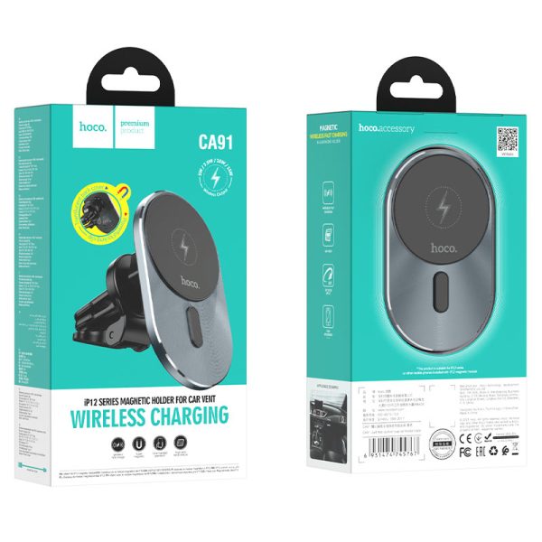 Hoco CA91 Magic magnetic wireless fast charging car holder