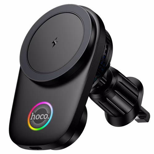 hoco-hw36-magnetic-wireless-charging-car-holder Hoco “HW36” electric rotating magnetic wireless fast charging car holder for air outlet