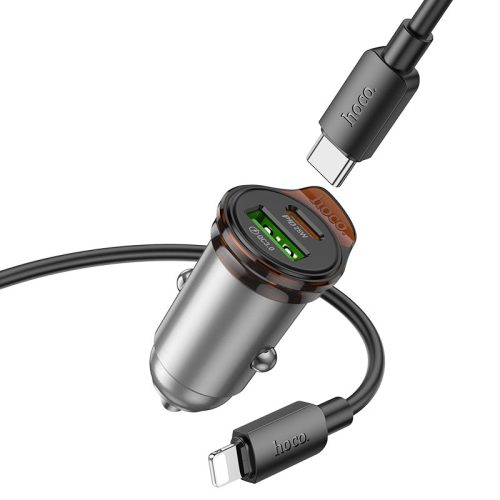 hoco-nz16a-rigorous-43w-dual-port-pd25w-qc3-car-charger-set-usbc-ltn Hoco NZ16A Rigorous 43W dual port PD25W+QC3.0 car charger set(C to iP)