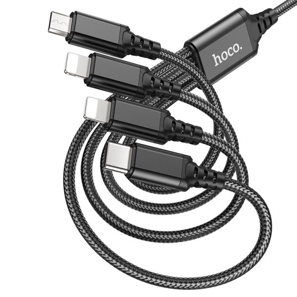Hoco "X76 4-in-1 Super charging cable(Type-C+Type-C+iP+Micro)"