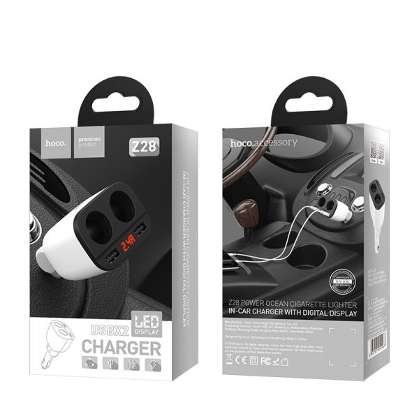 Hoco Z28 Power ocean cigarette lighter in-car charger with digital display