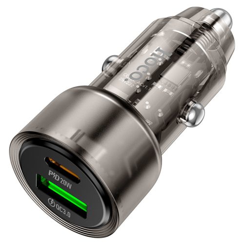 hoco-z52-spacious-pd38w-1c1a-car-charger-transparent-black Hoco Z52 Spacious PD38W(1C1A) car charger