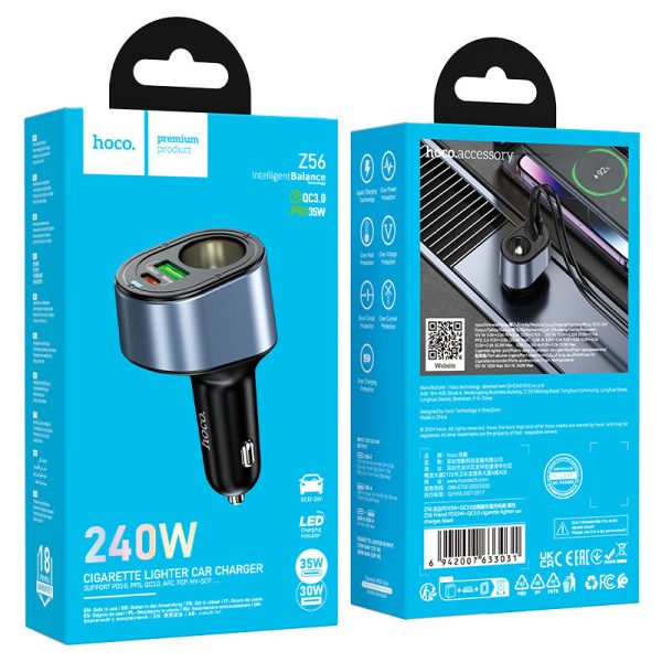 Hoco Z56 Friend PD35W+QC3.0 cigarette lighter car charger